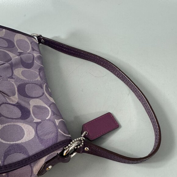 Coach CC Monogram Canvas with Purple Patent Leather Accents Mini Shoulder Bag - Picture 11 of 15